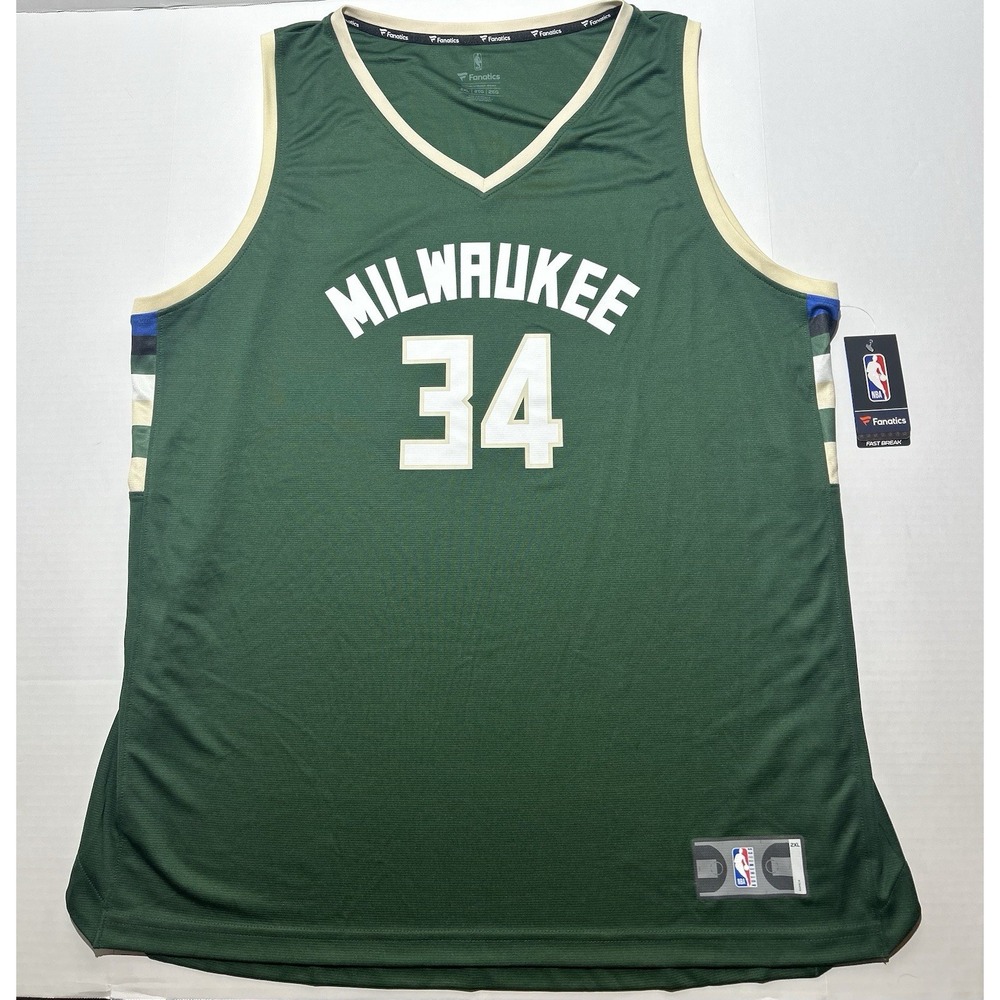 NBA Milwaukee Bucks Basketball Jersey Giannis Antetokounmpo 34 Fanatics Men XXL